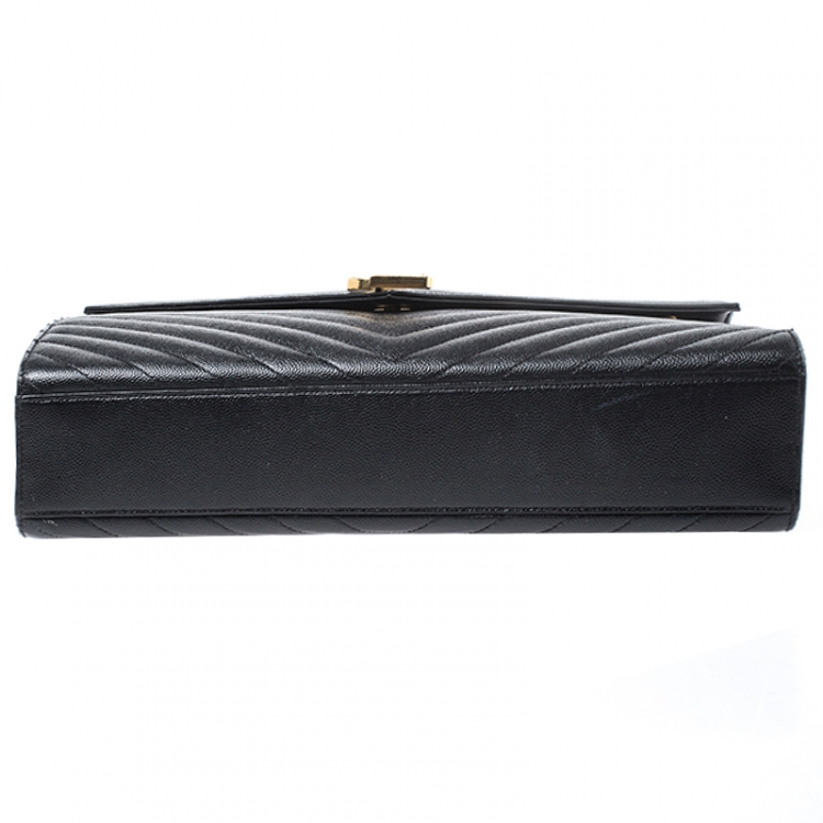 Pre Owned Saint Laurent Black Matelasse Leather Large Cassandre Flap Bag