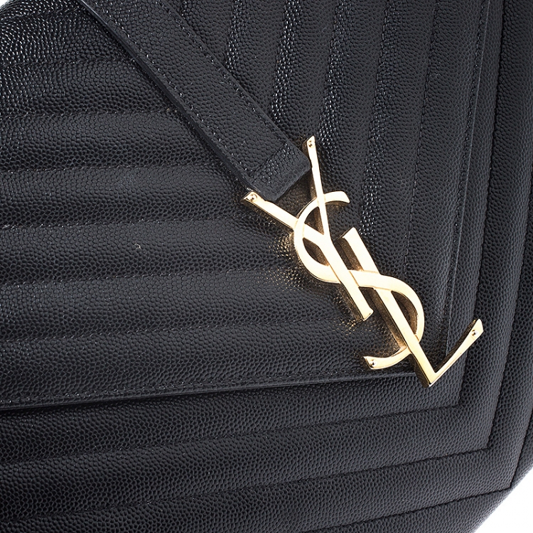 Pre Owned Saint Laurent Black Matelasse Leather Large Cassandre Flap Bag