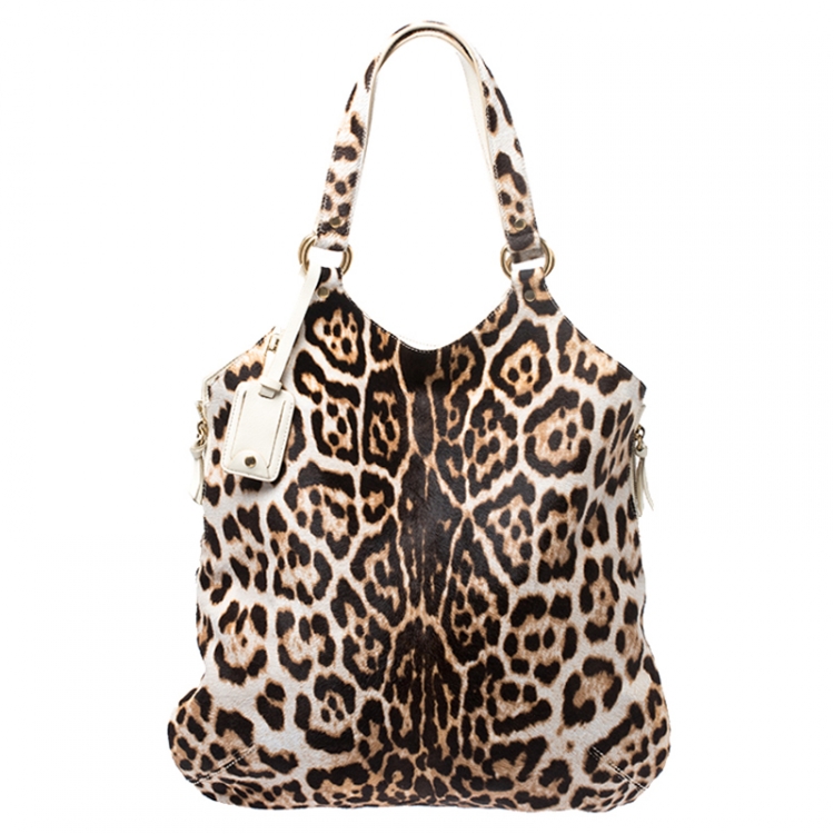 Pre Owned Saint Laurent Paris White/Brown Pony Hair Tote