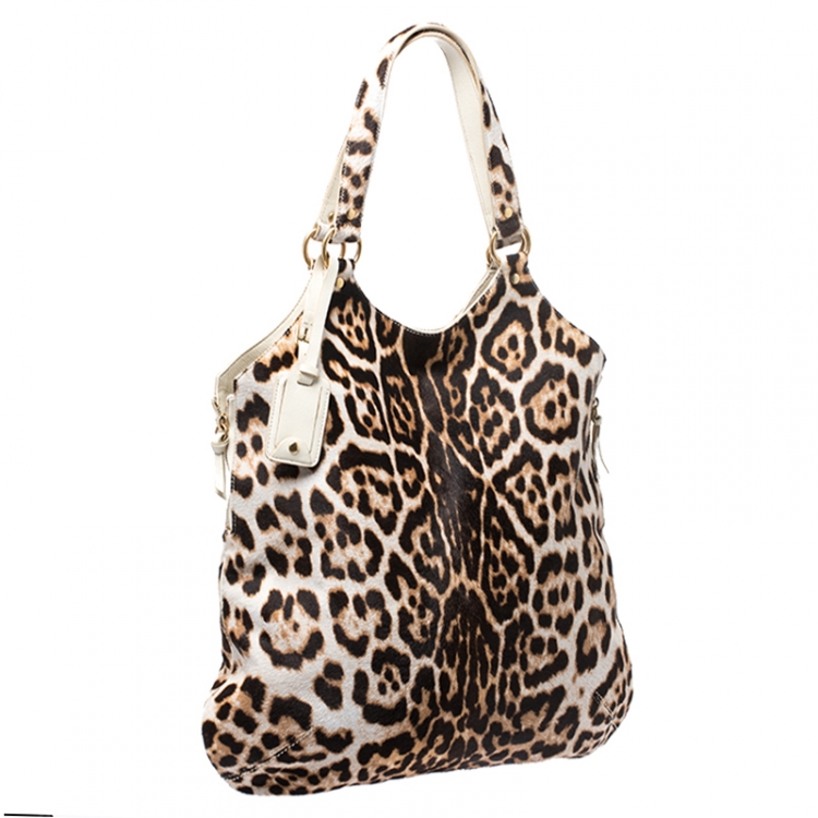 Pre Owned Saint Laurent Paris White/Brown Pony Hair Tote
