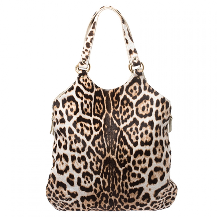 Pre Owned Saint Laurent Paris White/Brown Pony Hair Tote