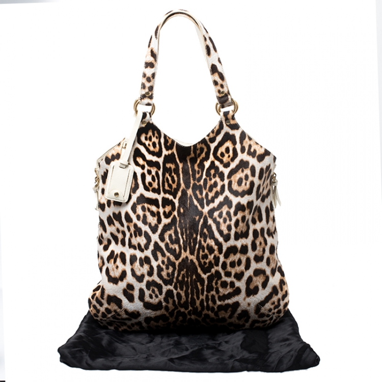 Pre Owned Saint Laurent Paris White/Brown Pony Hair Tote