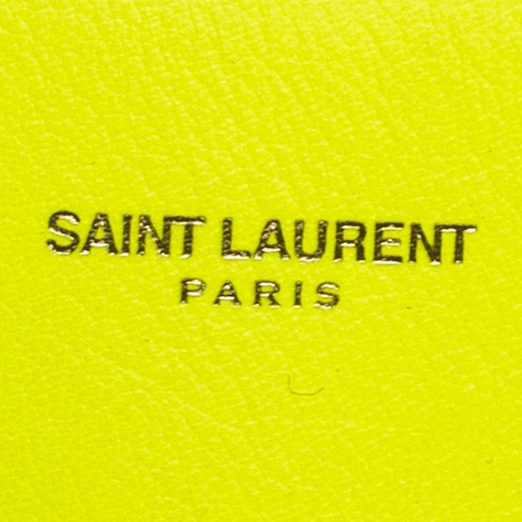 Pre Owned Saint Laurent Neon Green Leather Small Classic Sac De Jour Tote