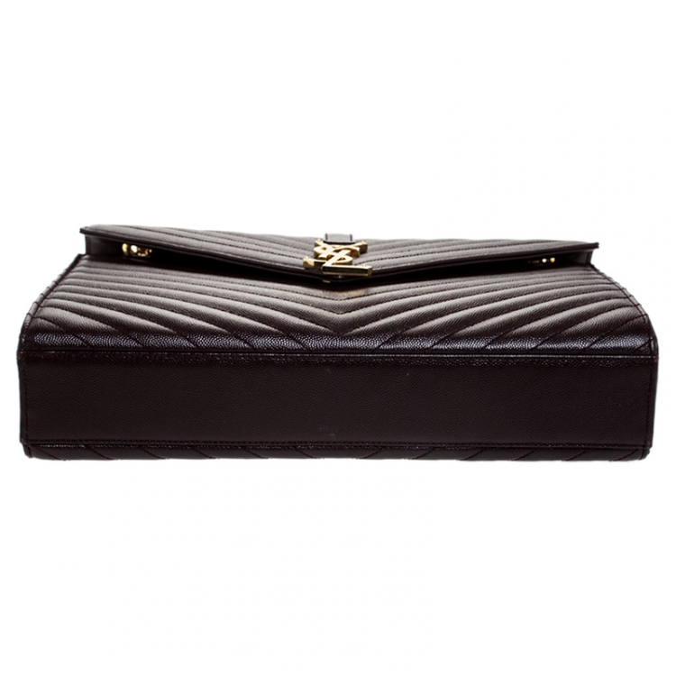 Pre Owned Saint Laurent Burgundy Matelasse Leather Large Cassandre Flap Bag
