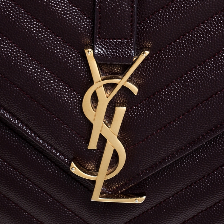 Pre Owned Saint Laurent Burgundy Matelasse Leather Large Cassandre Flap Bag