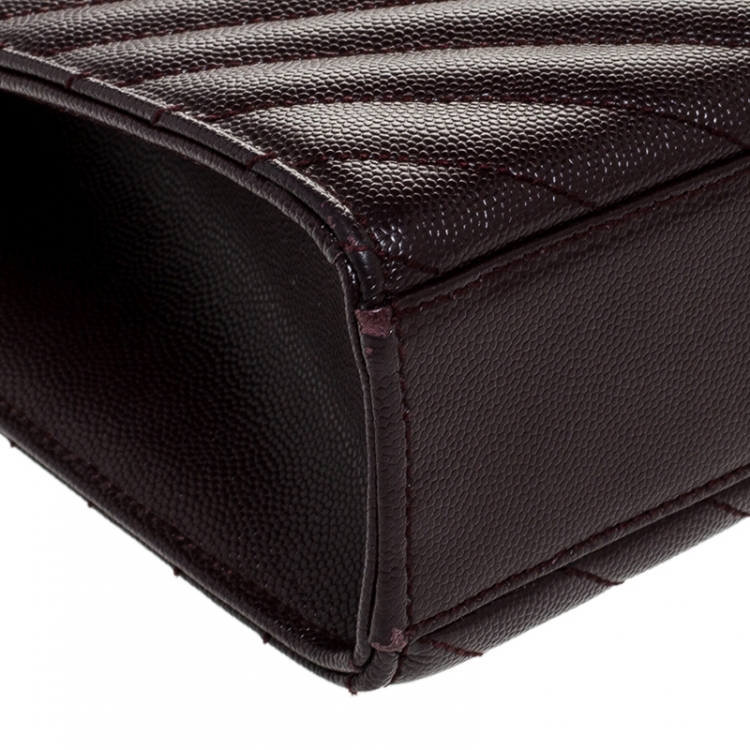 Pre Owned Saint Laurent Burgundy Matelasse Leather Large Cassandre Flap Bag
