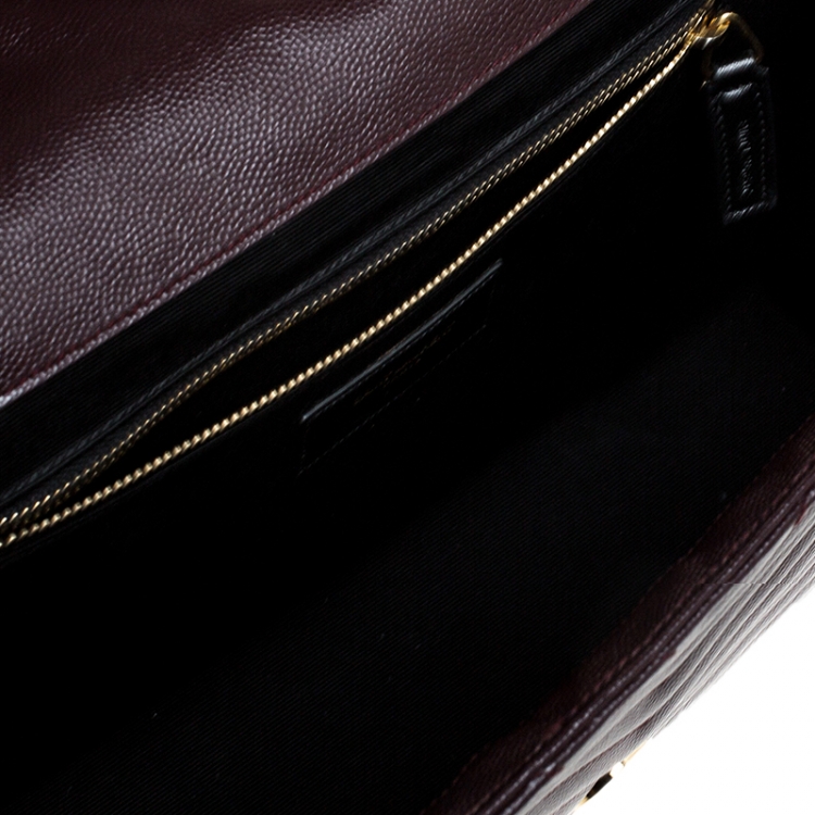 Pre Owned Saint Laurent Burgundy Matelasse Leather Large Cassandre Flap Bag