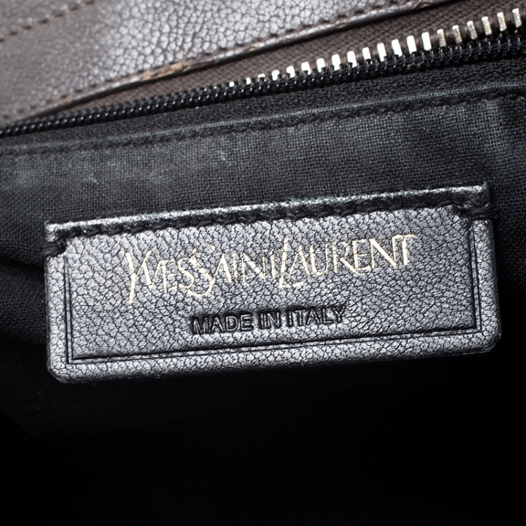 Pre Owned Saint Laurent Paris Grey Leather Small Cabas Chyc Tote