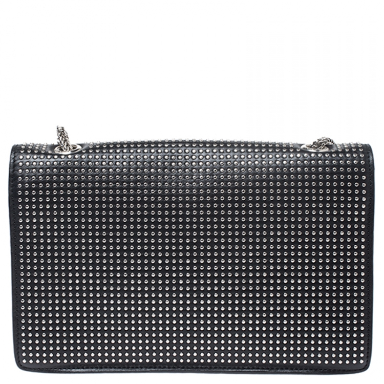 Pre Owned Saint Laurent Paris Black Leather Small Studded Betty Flap Bag 