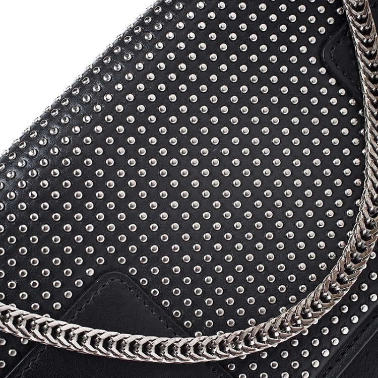Pre Owned Saint Laurent Paris Black Leather Small Studded Betty Flap Bag 