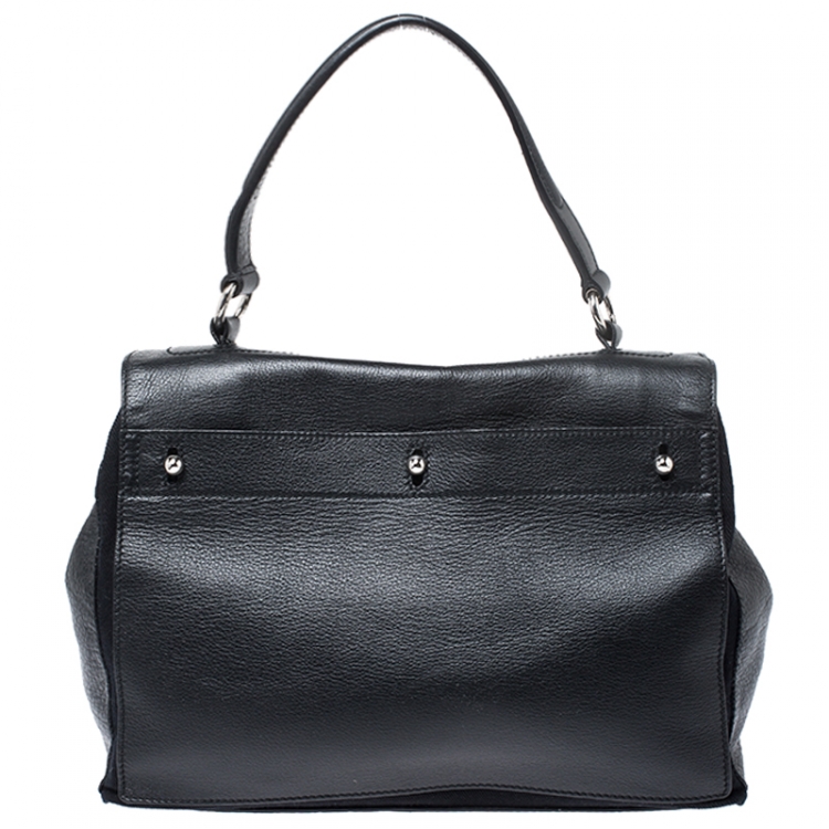 Pre Owned Saint Laurent Paris Black Leather Medium Muse Two Satchel