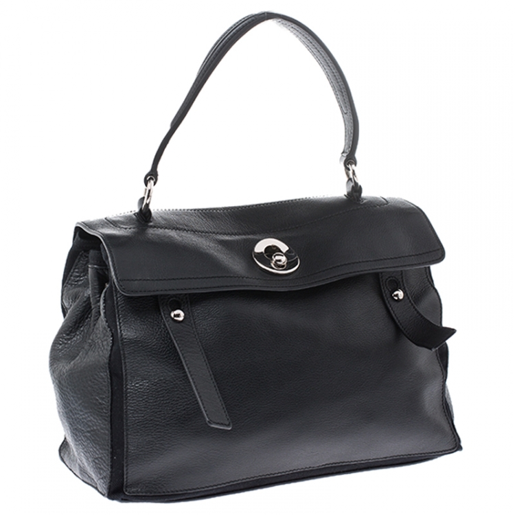 Pre Owned Saint Laurent Paris Black Leather Medium Muse Two Satchel
