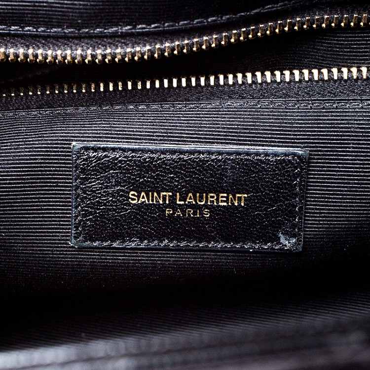 Pre Owned Saint Laurent Black Matelasse Leather Large Cassandre Flap Bag
