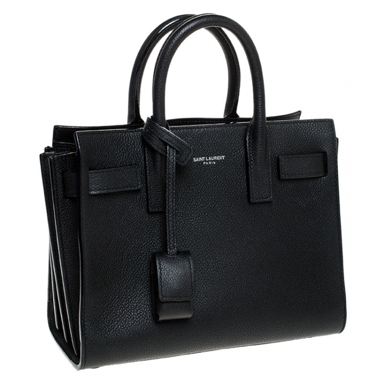 Pre Owned Saint Laurent Black Leather Nano Classic Sac De Jour Tote