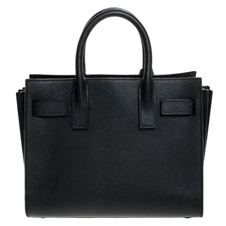 Pre Owned Saint Laurent Black Leather Nano Classic Sac De Jour Tote