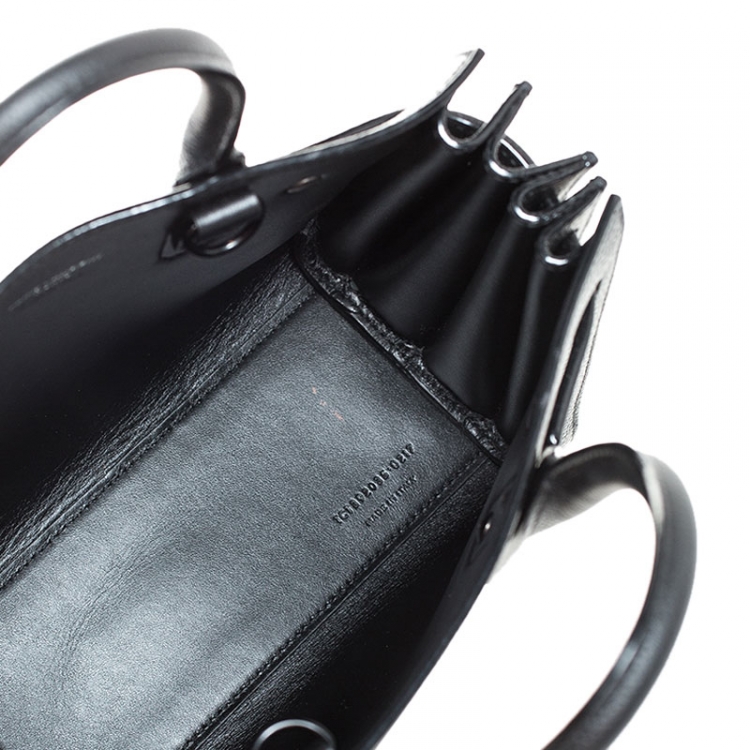 Pre Owned Saint Laurent Black Leather Nano Classic Sac De Jour Tote