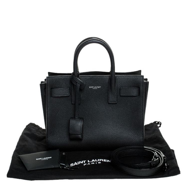 Pre Owned Saint Laurent Black Leather Nano Classic Sac De Jour Tote
