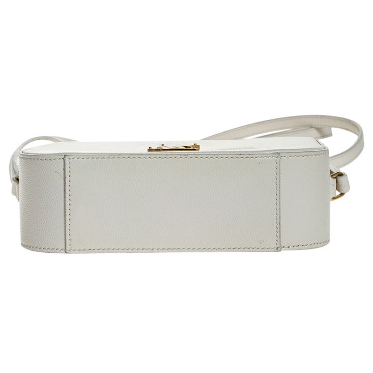Pre Owned Saint Laurent Paris White Leather Monogramme Camera Crossbody Bag