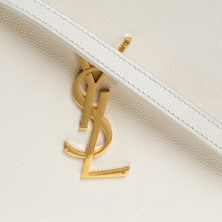 Pre Owned Saint Laurent Paris White Leather Monogramme Camera Crossbody Bag