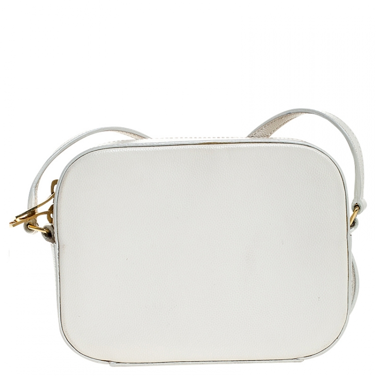 Pre Owned Saint Laurent Paris White Leather Monogramme Camera Crossbody Bag