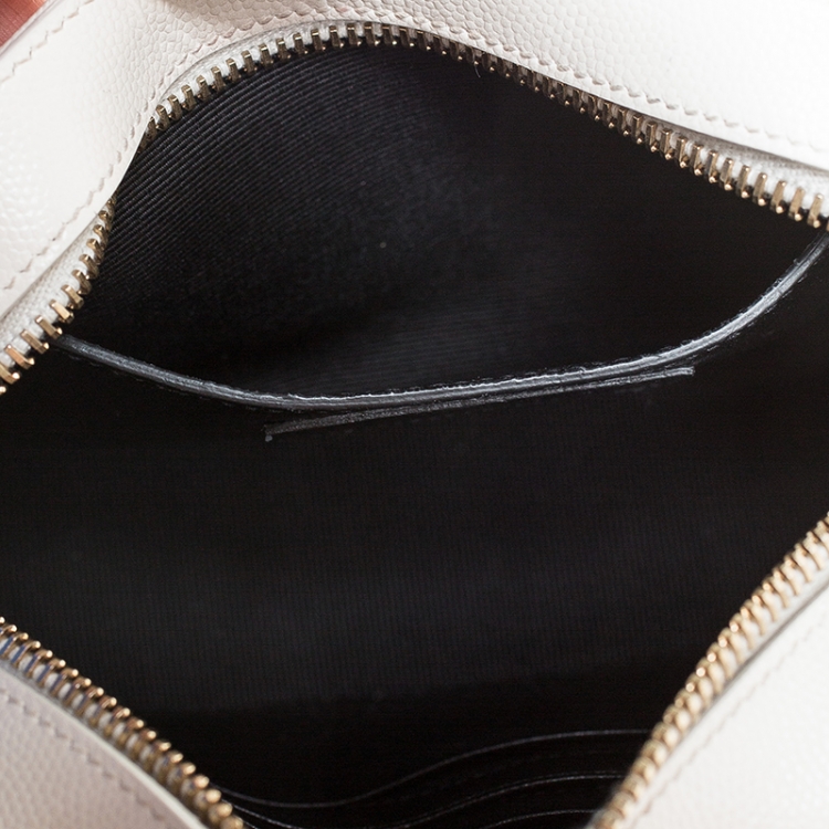 Pre Owned Saint Laurent Paris White Leather Monogramme Camera Crossbody Bag