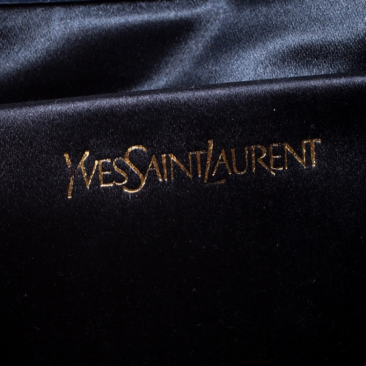 Pre Owned Saint Laurent Paris Navy Blue Patent Leather Belle De Jour Clutch