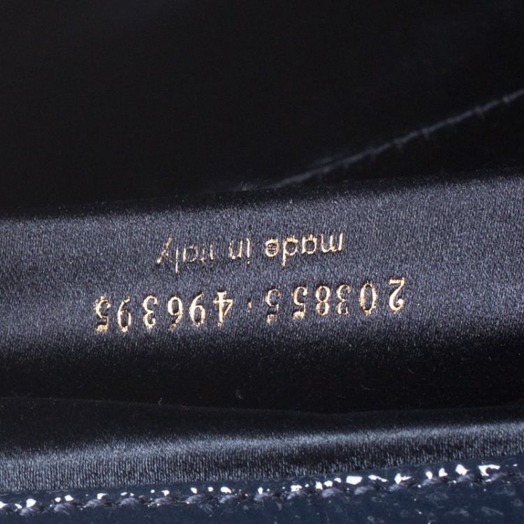 Pre Owned Saint Laurent Paris Navy Blue Patent Leather Belle De Jour Clutch
