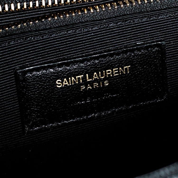 Pre Owned Saint Laurent Black Leather Monogram Envelope Shoulder Bag