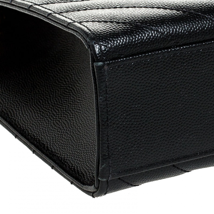 Pre Owned Saint Laurent Black Leather Monogram Envelope Shoulder Bag