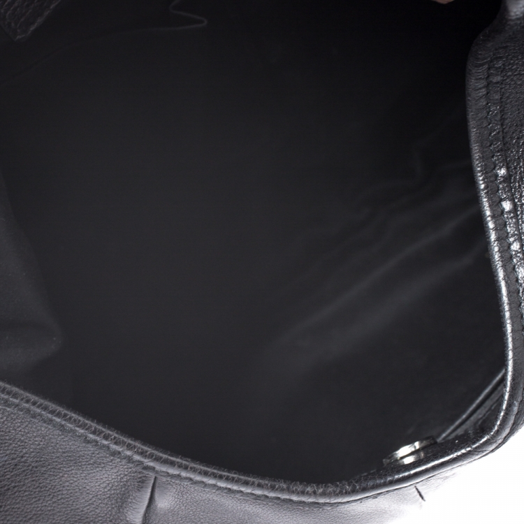 Pre Owned Saint Laurent Paris Black Studded Logo Leather Mombasa Hobo 