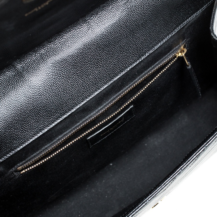 Pre Owned Saint Laurent Black Matelasse Leather Large Cassandre Flap Bag