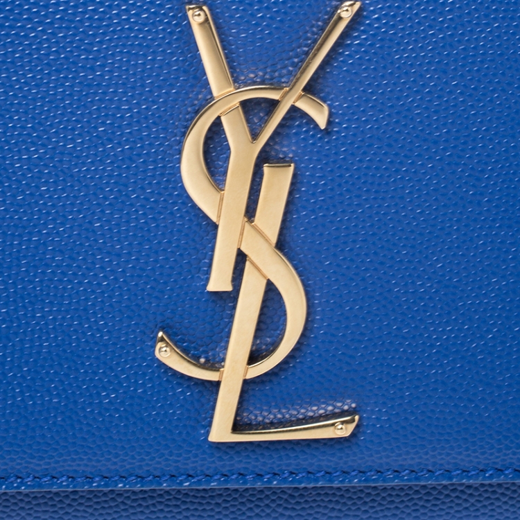 Pre Owned Saint Laurent Blue Leather Kate Monogram Clutch