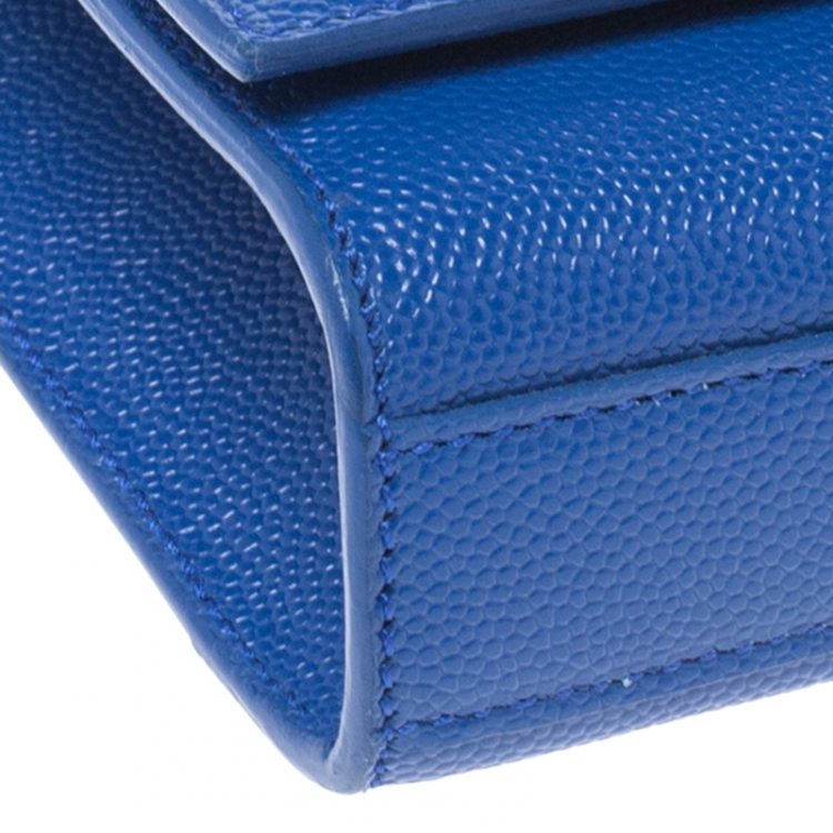 Pre Owned Saint Laurent Blue Leather Kate Monogram Clutch