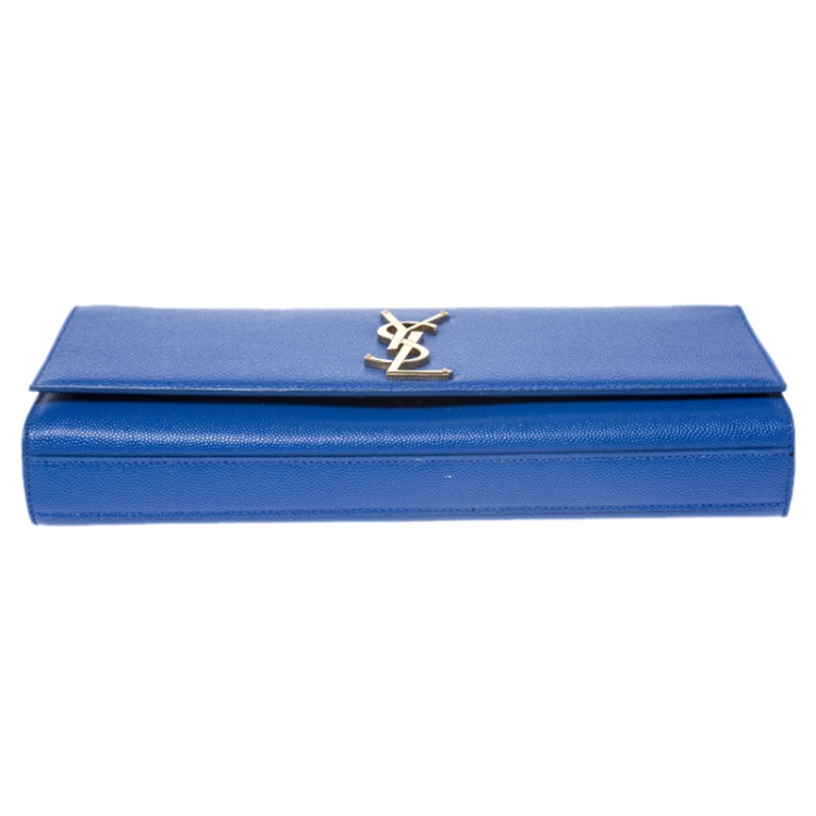 Pre Owned Saint Laurent Blue Leather Kate Monogram Clutch