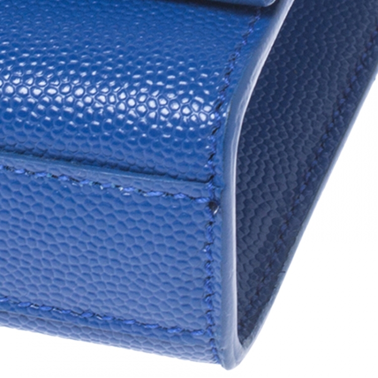 Pre Owned Saint Laurent Blue Leather Kate Monogram Clutch