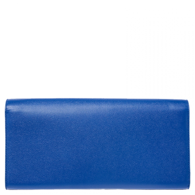 Pre Owned Saint Laurent Blue Leather Kate Monogram Clutch