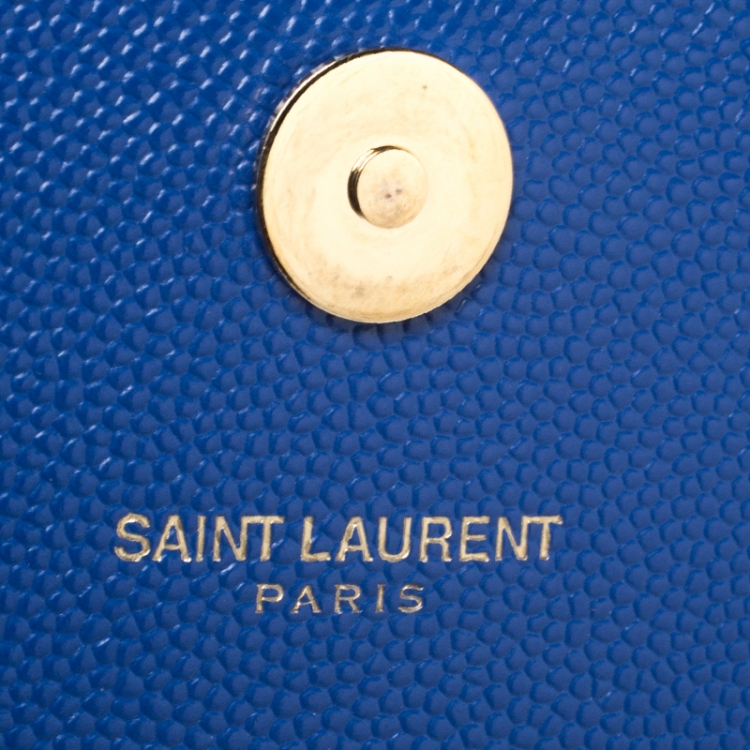 Pre Owned Saint Laurent Blue Leather Kate Monogram Clutch