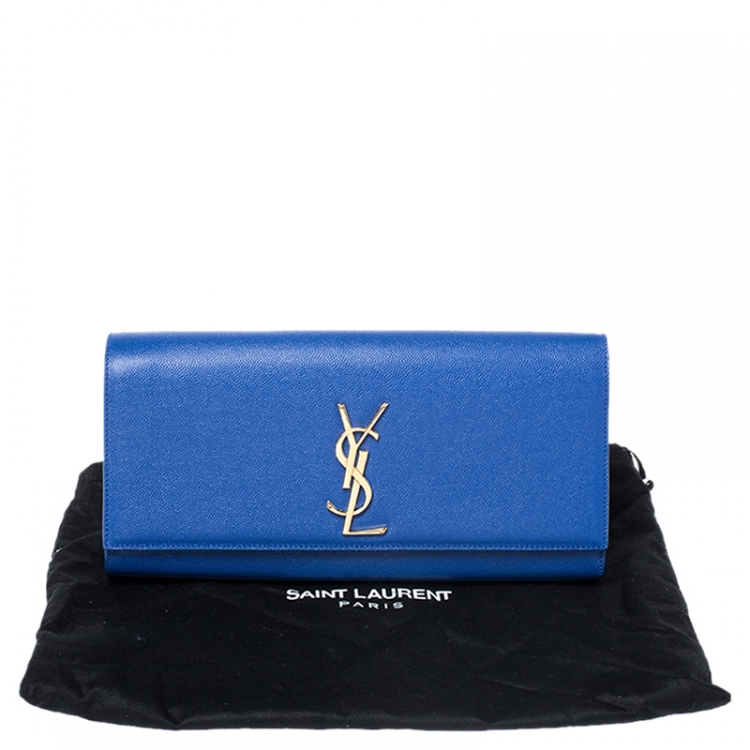 Pre Owned Saint Laurent Blue Leather Kate Monogram Clutch