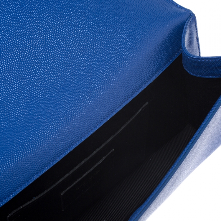 Pre Owned Saint Laurent Blue Leather Kate Monogram Clutch