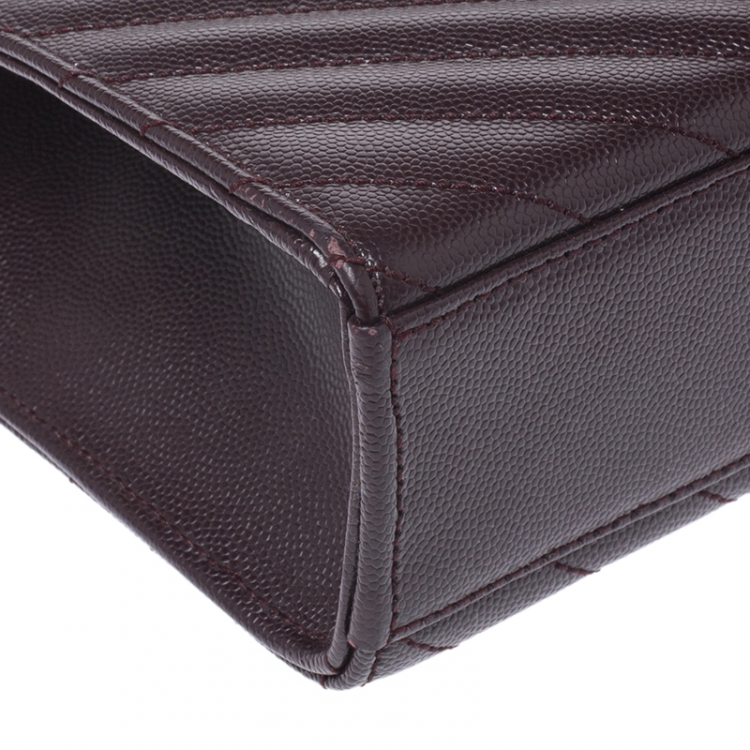 Pre Owned Saint Laurent Paris Burgundy Matelasse Leather Large Cassandre Flap Bag