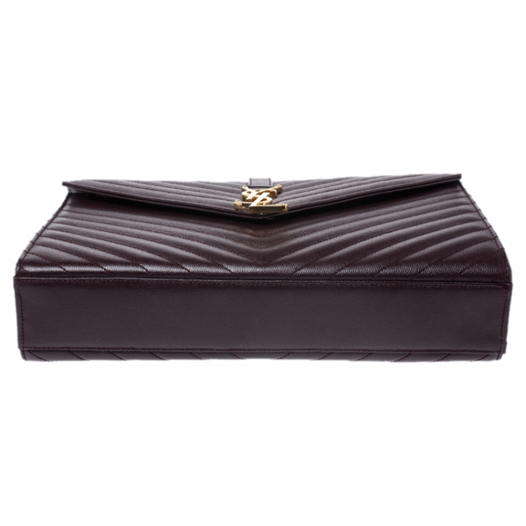 Pre Owned Saint Laurent Paris Burgundy Matelasse Leather Large Cassandre Flap Bag