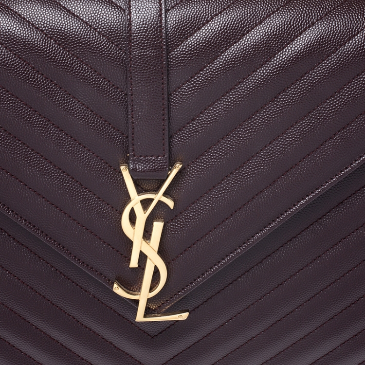 Pre Owned Saint Laurent Paris Burgundy Matelasse Leather Large Cassandre Flap Bag