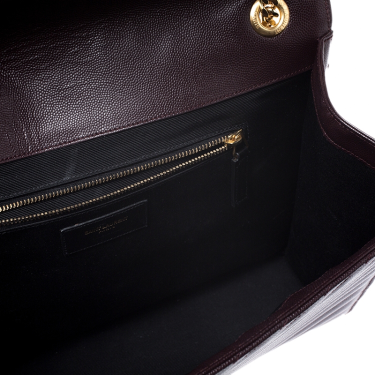 Pre Owned Saint Laurent Paris Burgundy Matelasse Leather Large Cassandre Flap Bag