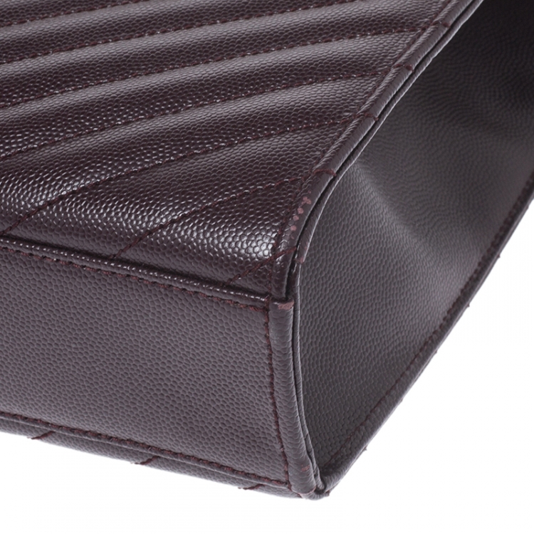 Pre Owned Saint Laurent Paris Burgundy Matelasse Leather Large Cassandre Flap Bag