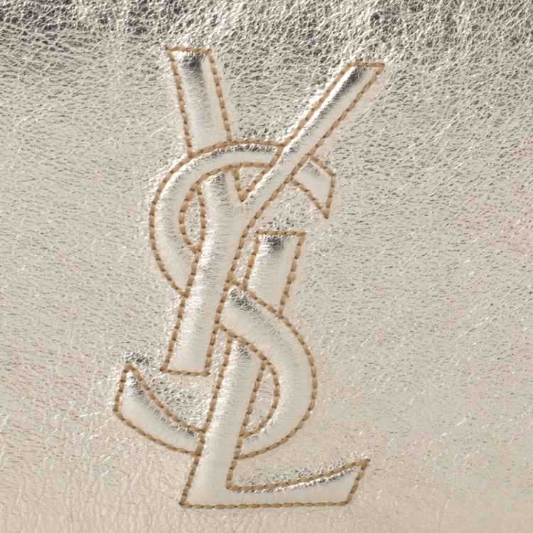 Pre Owned Saint Laurent Metallic Gold Leather Belle De Jour Flap Clutch