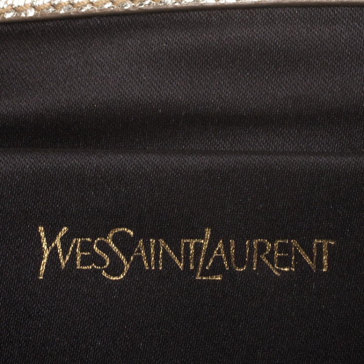 Pre Owned Saint Laurent Metallic Gold Leather Belle De Jour Flap Clutch