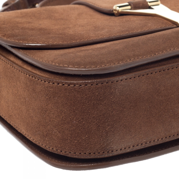 Pre Owned Saint Laurent Brown Nubuck Large Chyc Shoulder Bag
