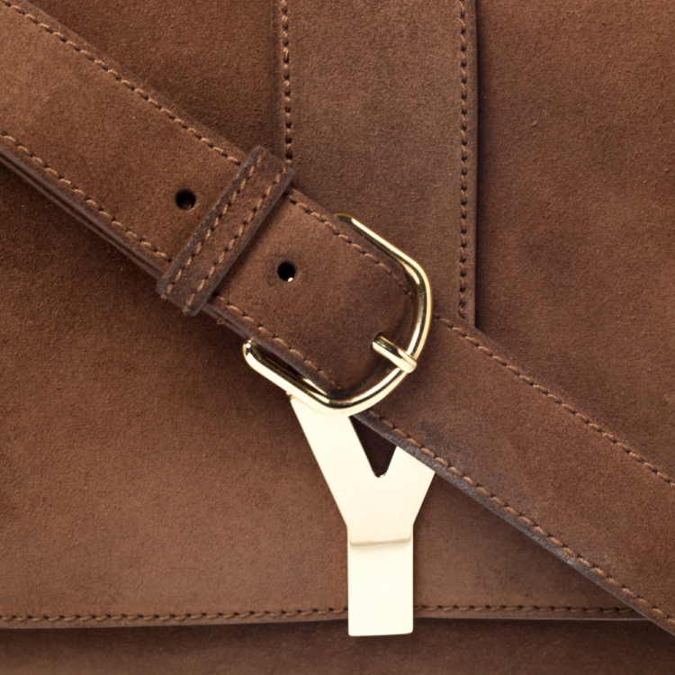 Pre Owned Saint Laurent Brown Nubuck Large Chyc Shoulder Bag