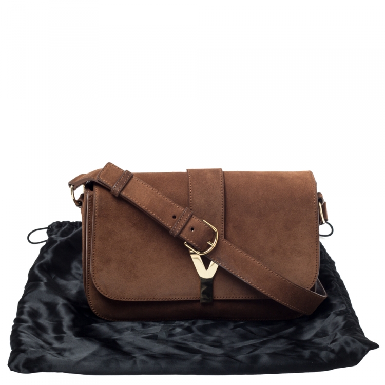 Pre Owned Saint Laurent Brown Nubuck Large Chyc Shoulder Bag
