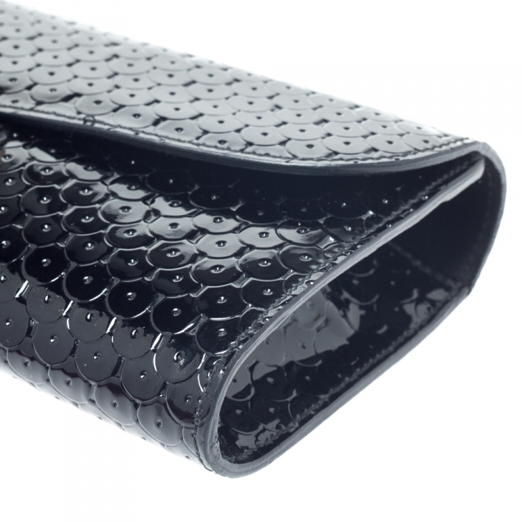 Pre Owned Saint Laurent Paris Black Patent Leather Muse Clutch